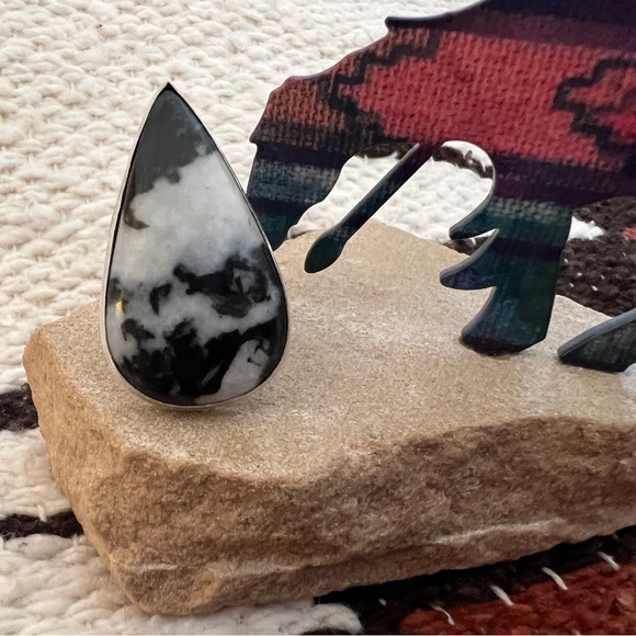 ❤️ Zebra Jasper Southwestern Style 925 Statement Ring Size 7 Weighing 10 GM - Picture 3 of 14
